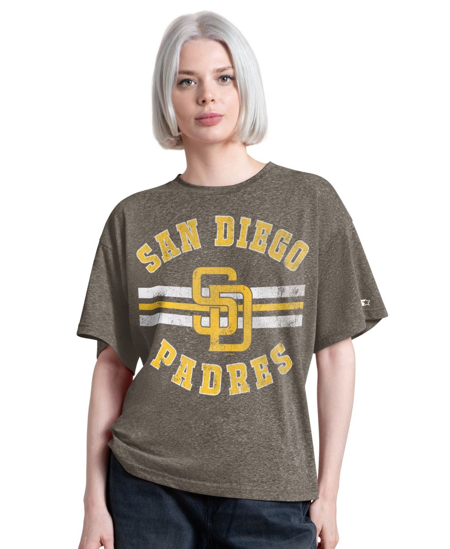 Женская футболка Starter Brown San Diego Padres Jump Shot Boyfriend Tri-Blend — фото 1