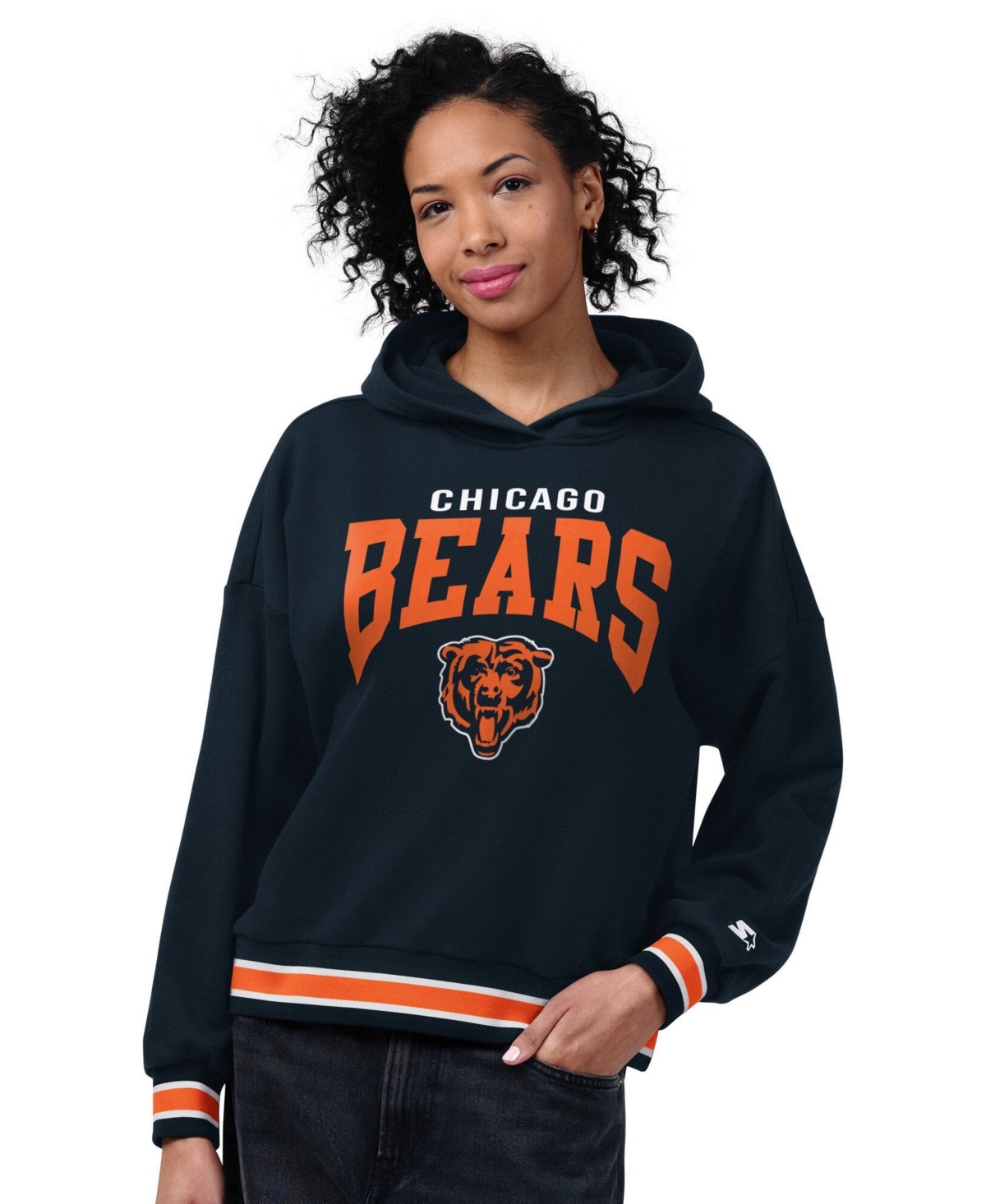 Starter Women's Navy Chicago Bears Home Plate Hoodie - Navy