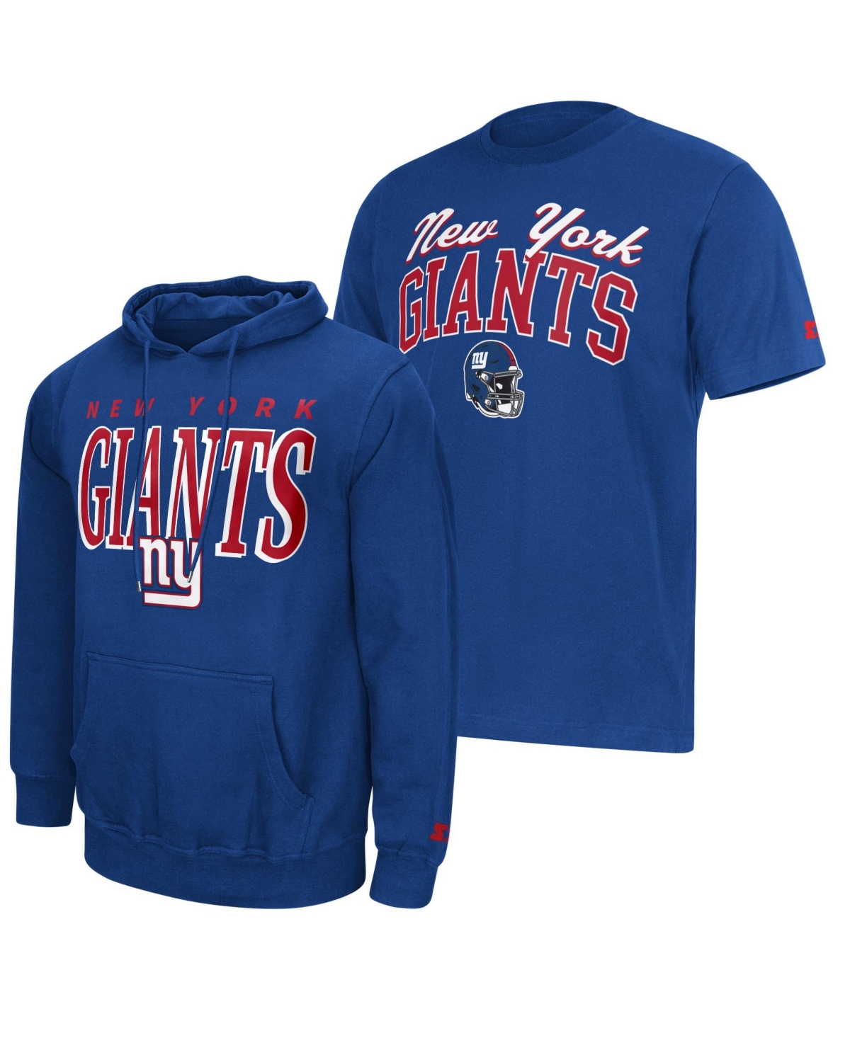 Starter Men's Royal New York Giants Logo T-Shirt Hoodie Set