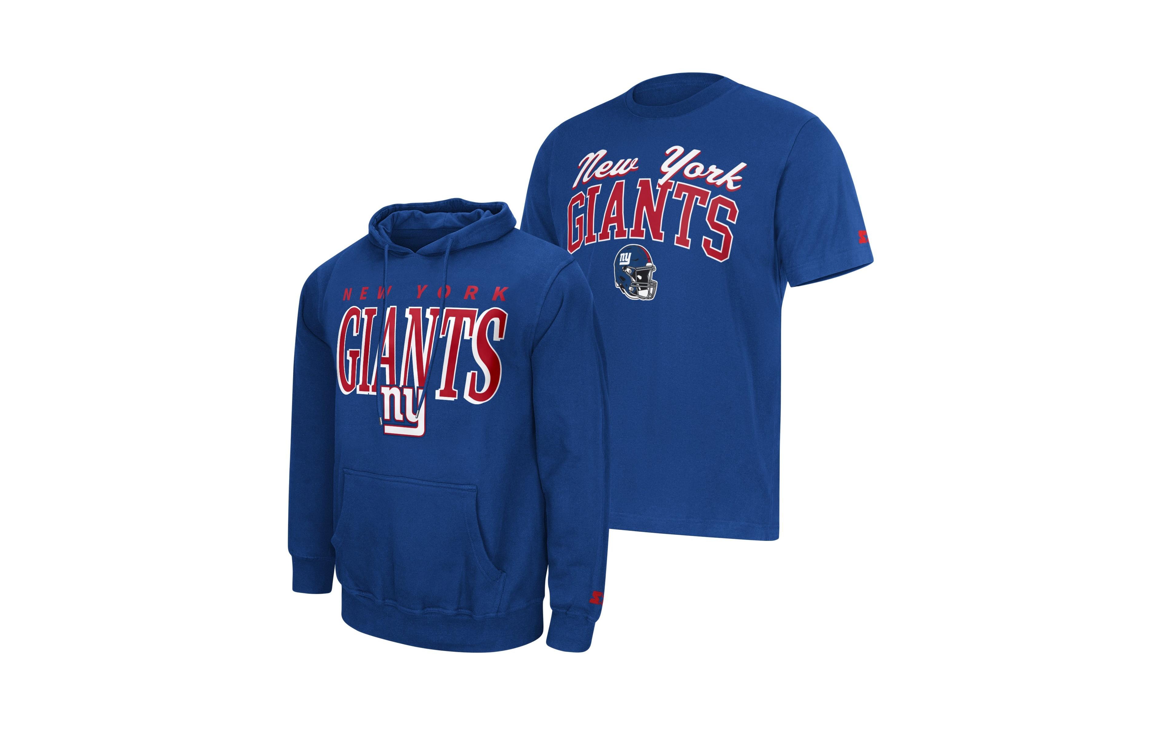 Starter Men's Royal New York Giants Logo T-Shirt Hoodie Set