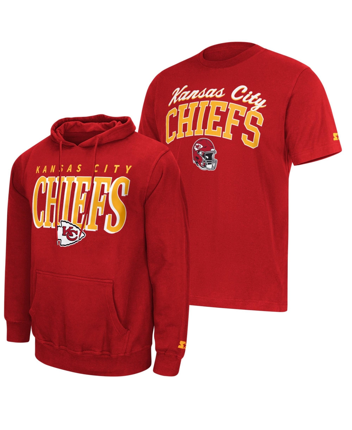 Starter Men's Red Kansas City Chiefs Logo T-Shirt Hoodie Set
