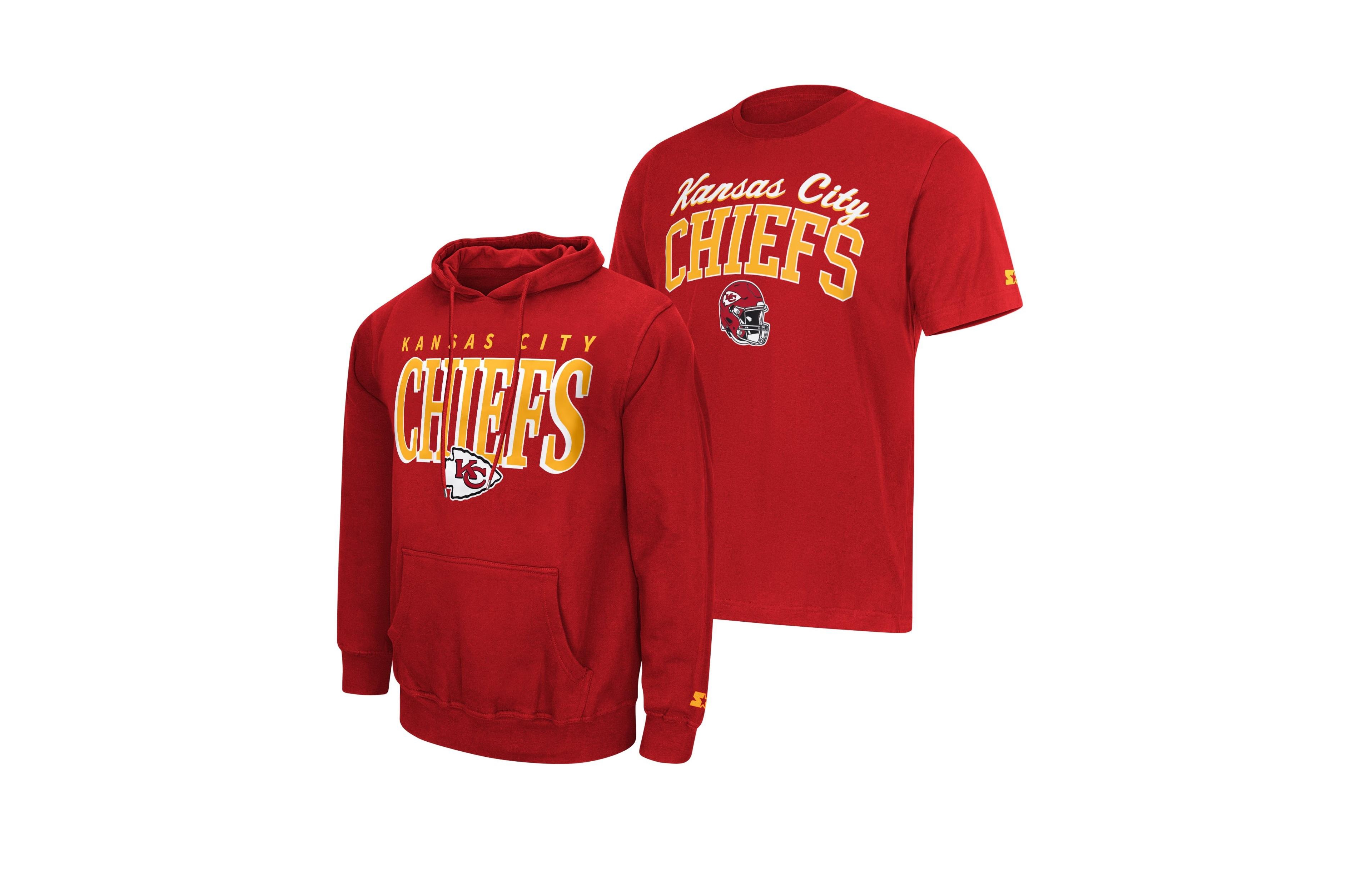 Starter Men's Red Kansas City Chiefs Logo T-Shirt Hoodie Set