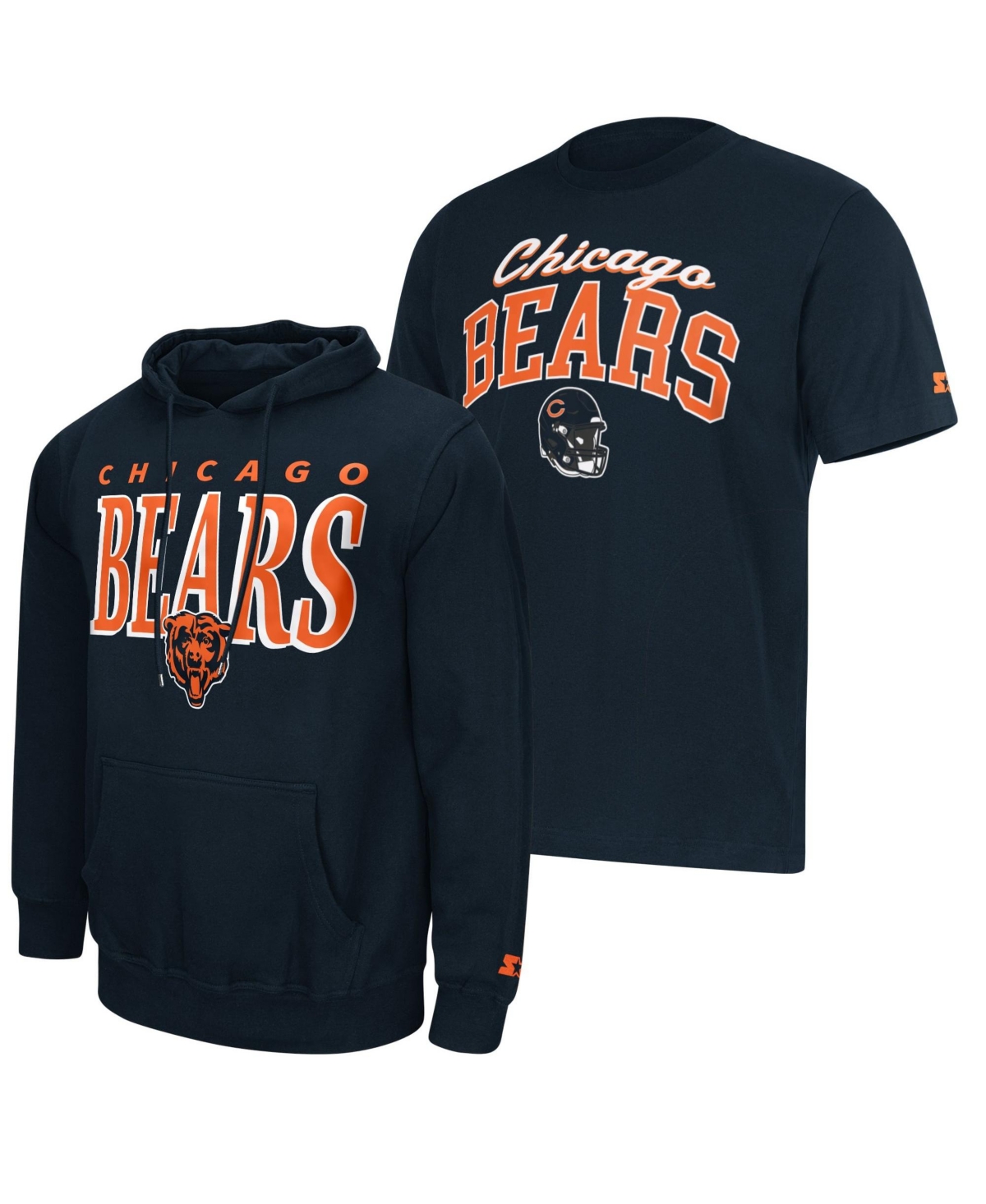 Starter Men's Navy Chicago Bears Logo T-Shirt Hoodie Set