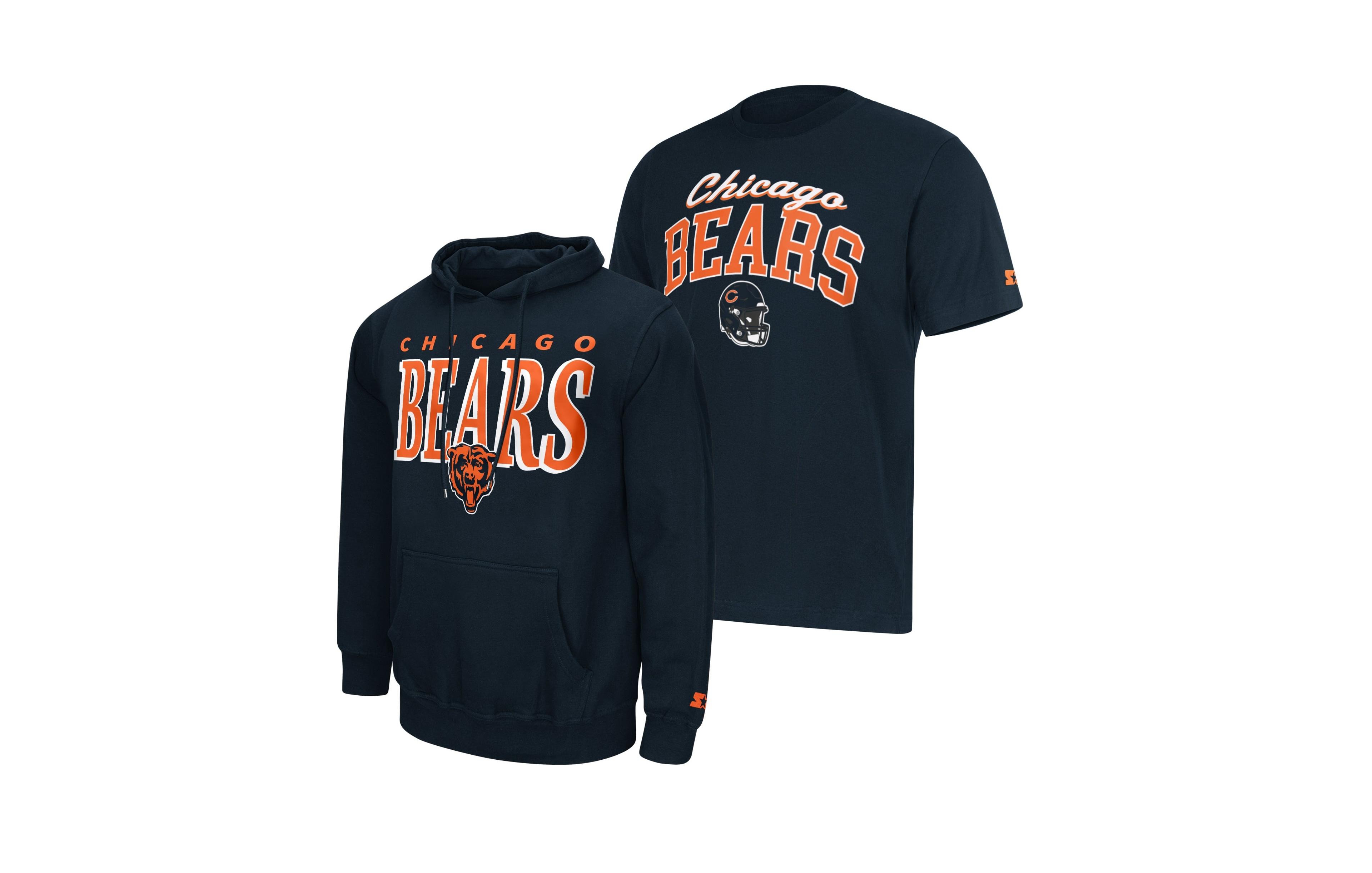 Starter Men's Navy Chicago Bears Logo T-Shirt Hoodie Set