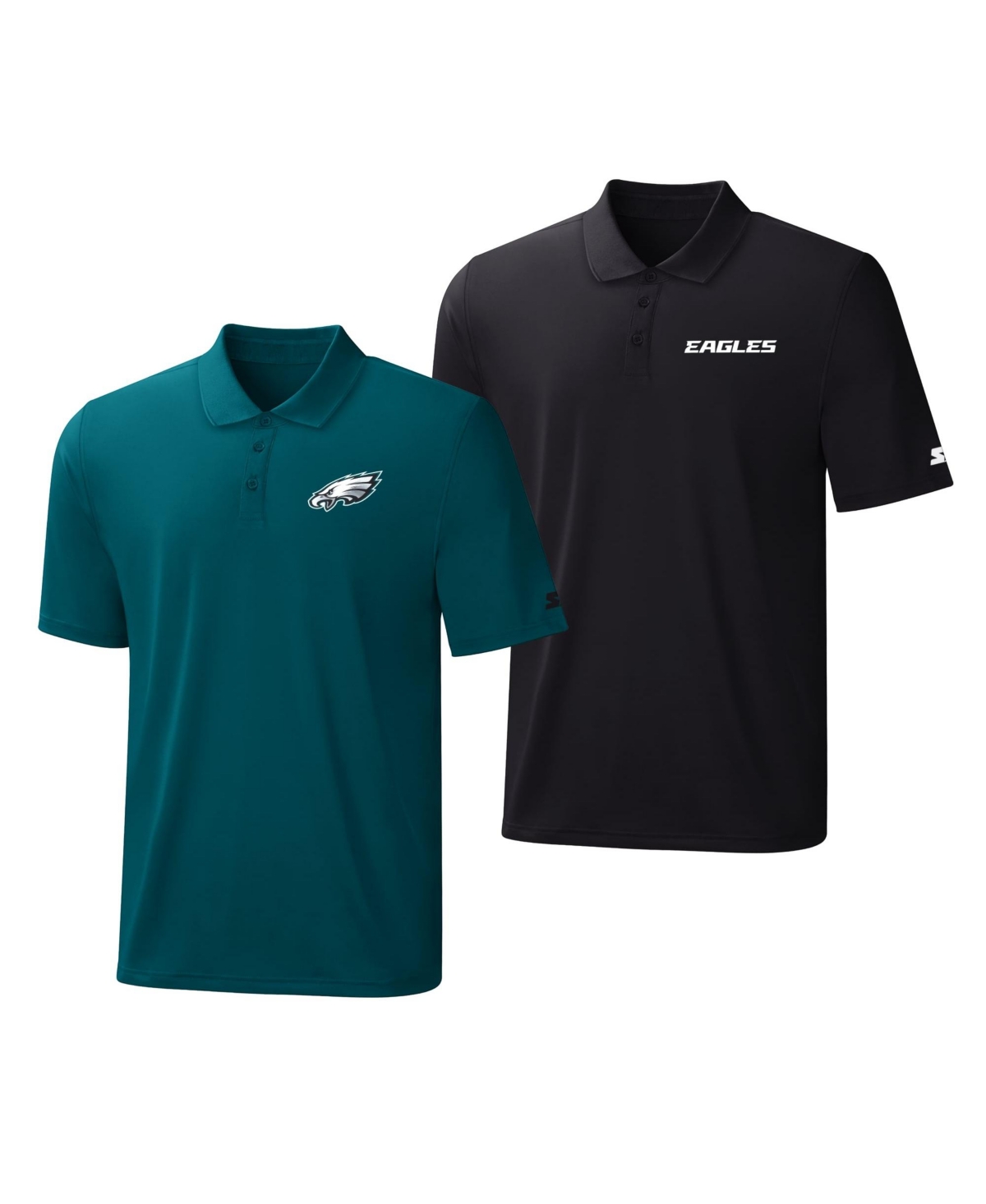 Starter Men's Midnight Green/Black Philadelphia Eagles Logo Polo Shirt, 2-Pack Set - Midnight Green, Black