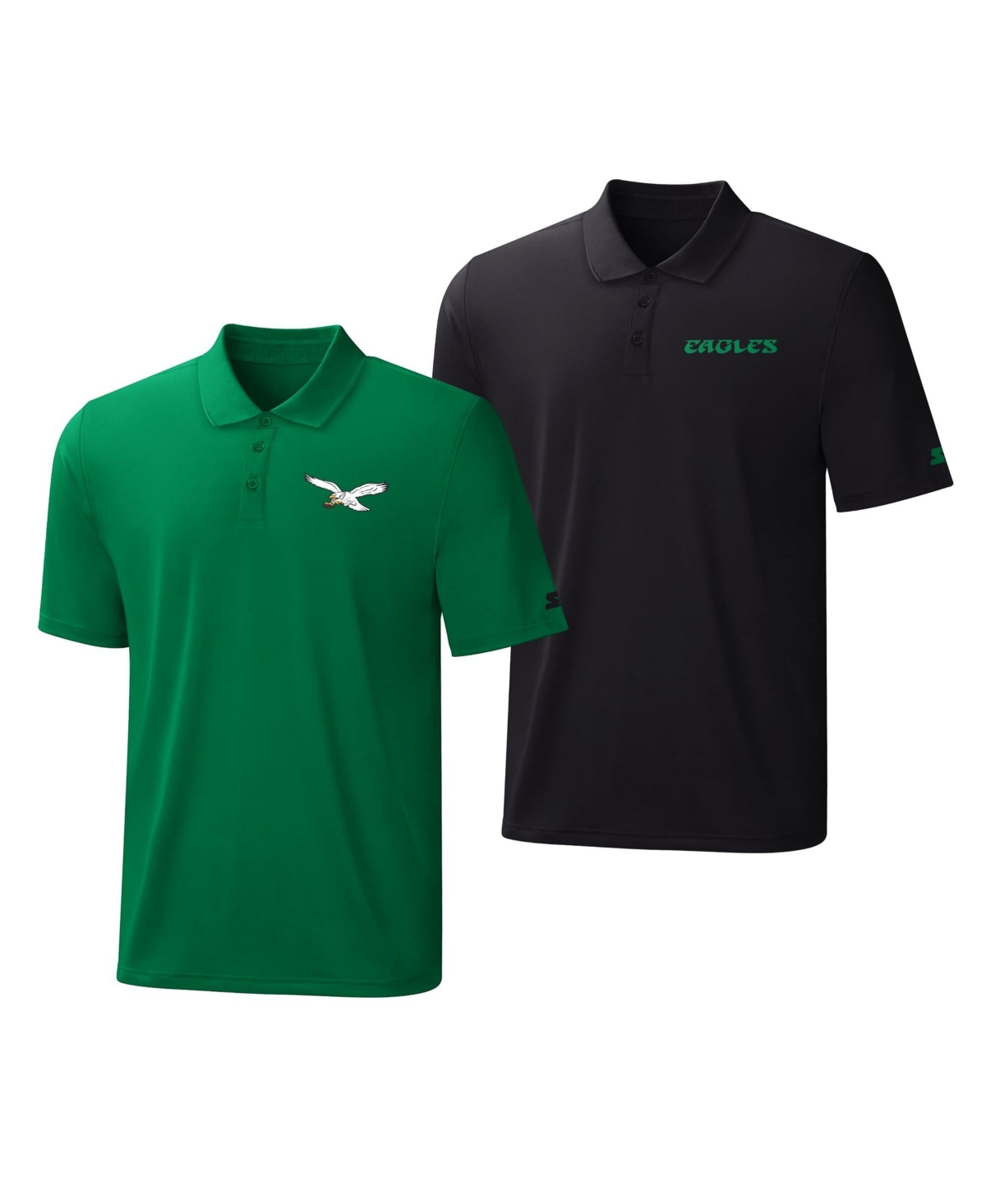 Starter Men's Kelly Green/Black Philadelphia Eagles Vintage Logo Polo Shirt Set - Kelly Green, Black