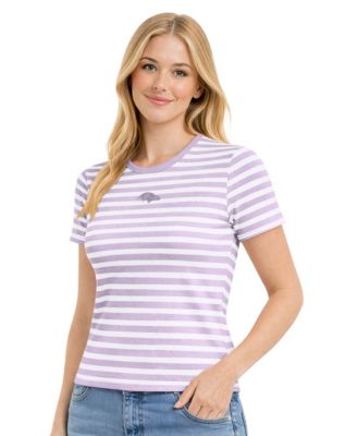 Women's Purple Baltimore Ravens Pastels Striped T-Shirt