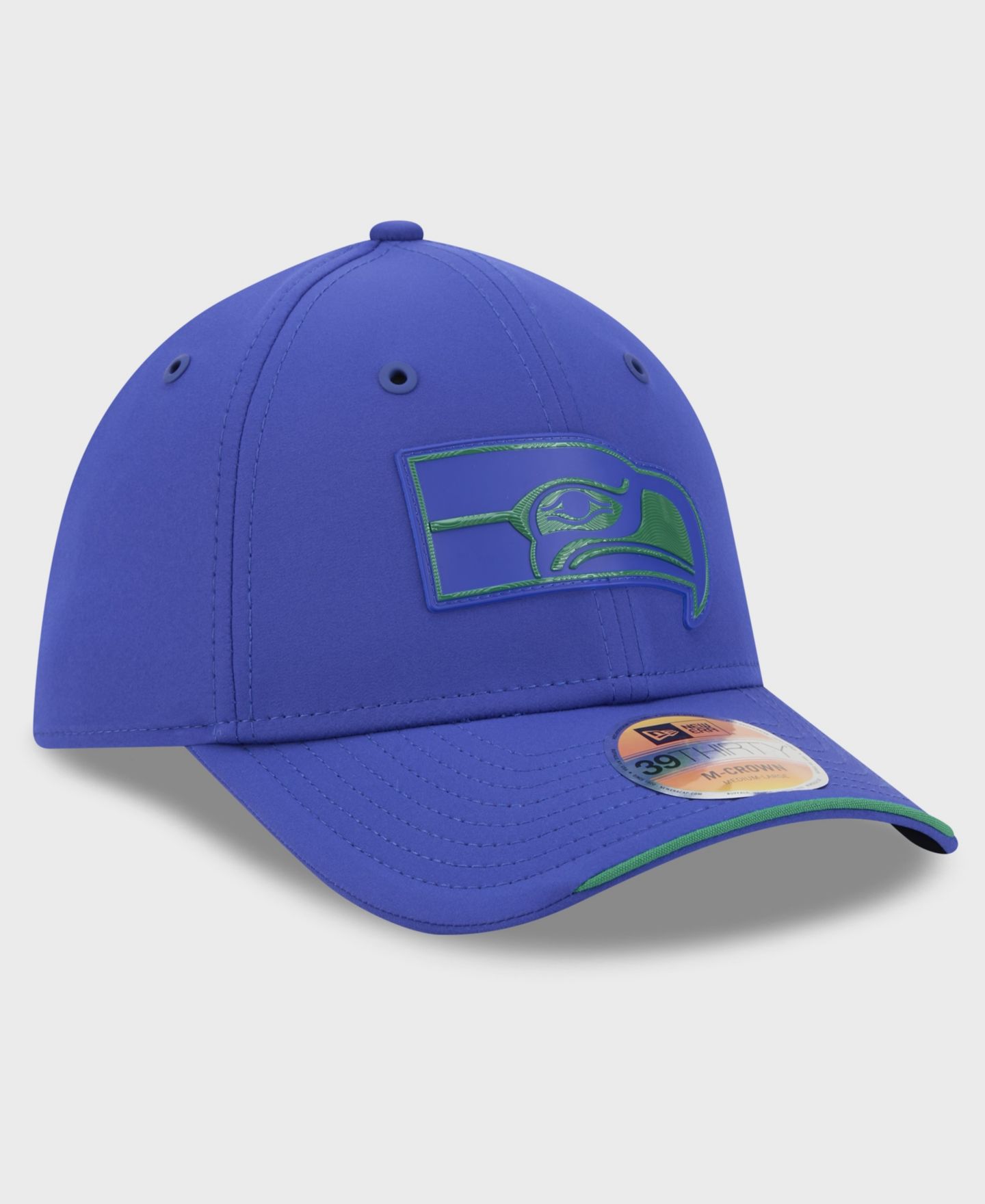 Мужская кепка New Era Royal Seattle Seahawks 2026 Sideline Throwback 39THIRTY M-Crown Flex Hat — фото 3