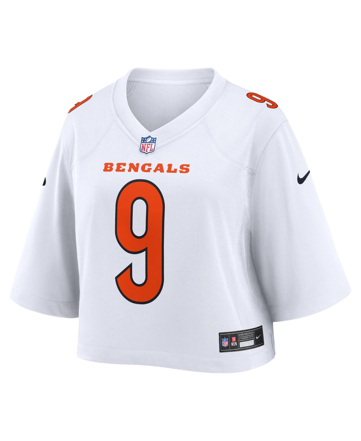 Женский топ Nike Joe Burrow White Cincinnati Bengals Cropped Fashion Game Jersey — фото 2