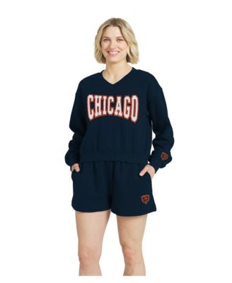 Women's Navy Chicago Bears Fleece V-Neck Lounge Set