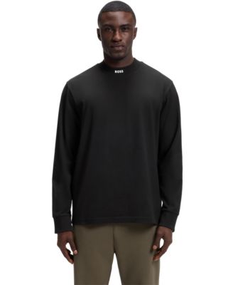 BOSS by Men's Mock-Neck Long-Sleeve Relaxed-Fit T-Shirt