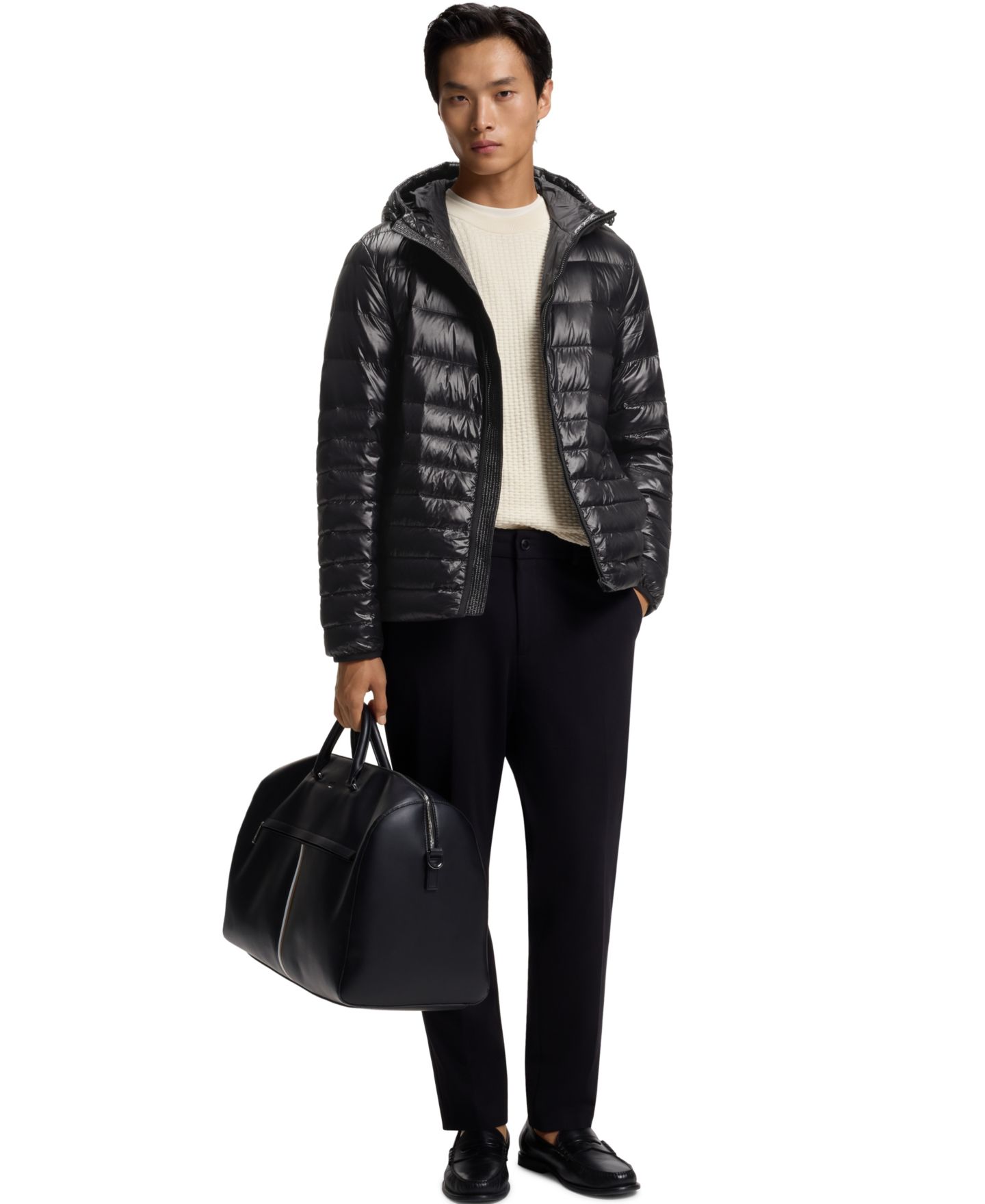 Мужская куртка Hugo Boss BOSS by Water-Repellent Hooded Down, цвет: Чёрный — фото 4