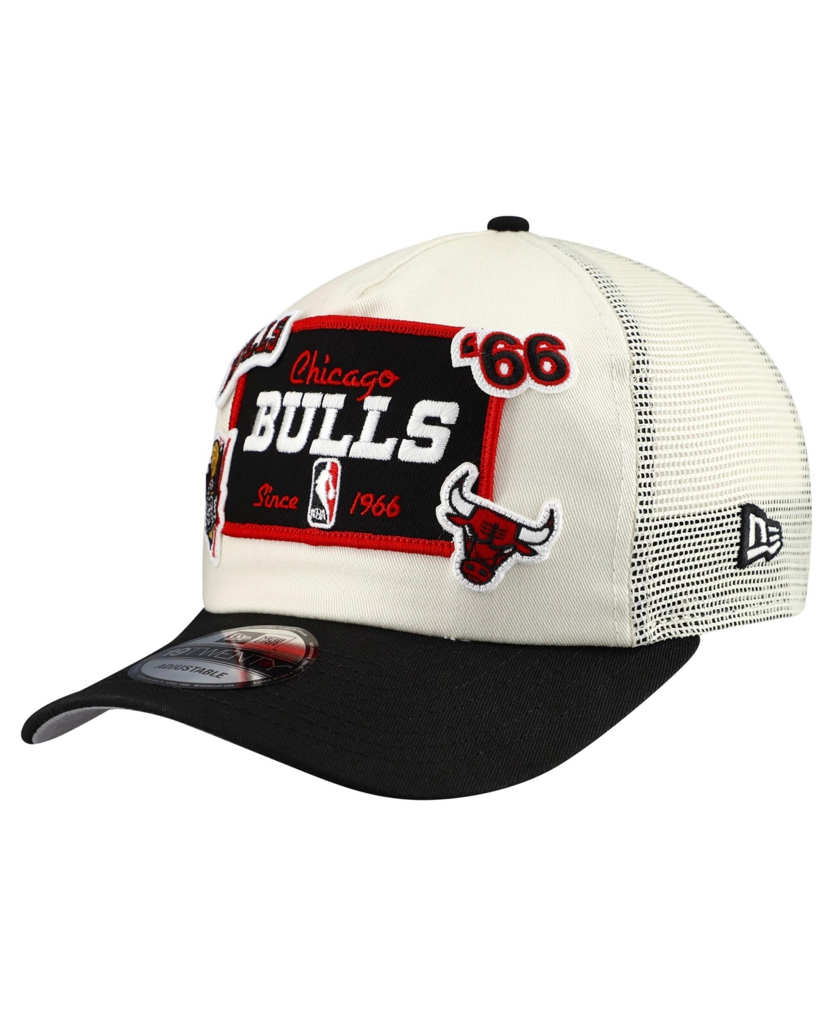 New Era Men's Cream Chicago Bulls Layered Patch 19TWENTY Adjustable Hat - Cream