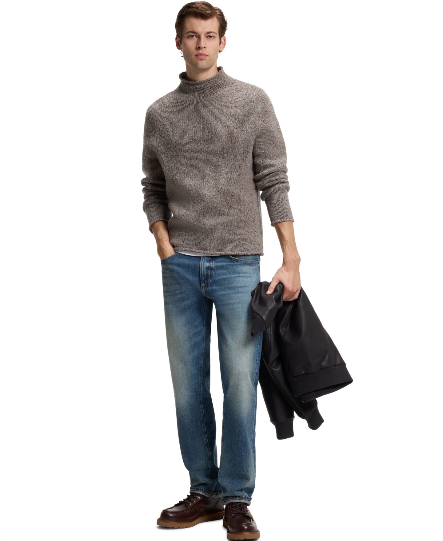 Мужские джинсы Hugo Boss Boss by Beckham Slim-Fit Straight-Leg Denim Jeans, цвет: Синий — фото 4
