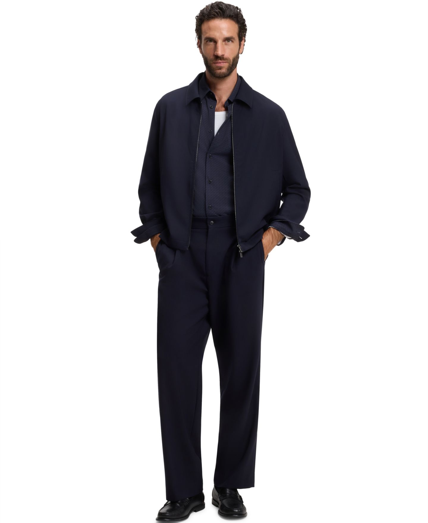 Мужская рубашка Hugo Boss Performance-Stretch Jersey Slim-Fit Dress Shirt, цвет: Тёмный синий — фото 4