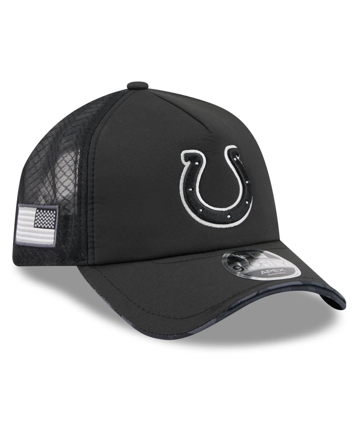 New Era Men's Black Indianapolis Colts 2026 Salute To Service Apex 9FORTY Adjustable Trucker Hat