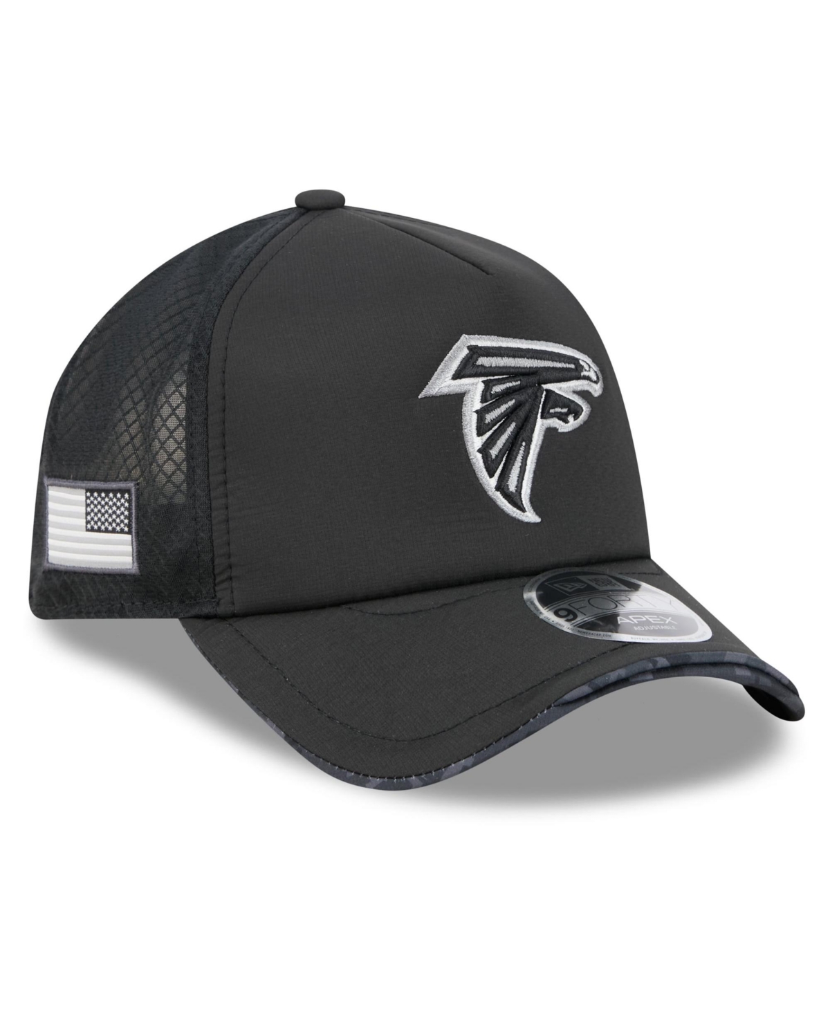New Era Men's Black Atlanta Falcons 2026 Salute To Service Apex 9FORTY Adjustable Trucker Hat