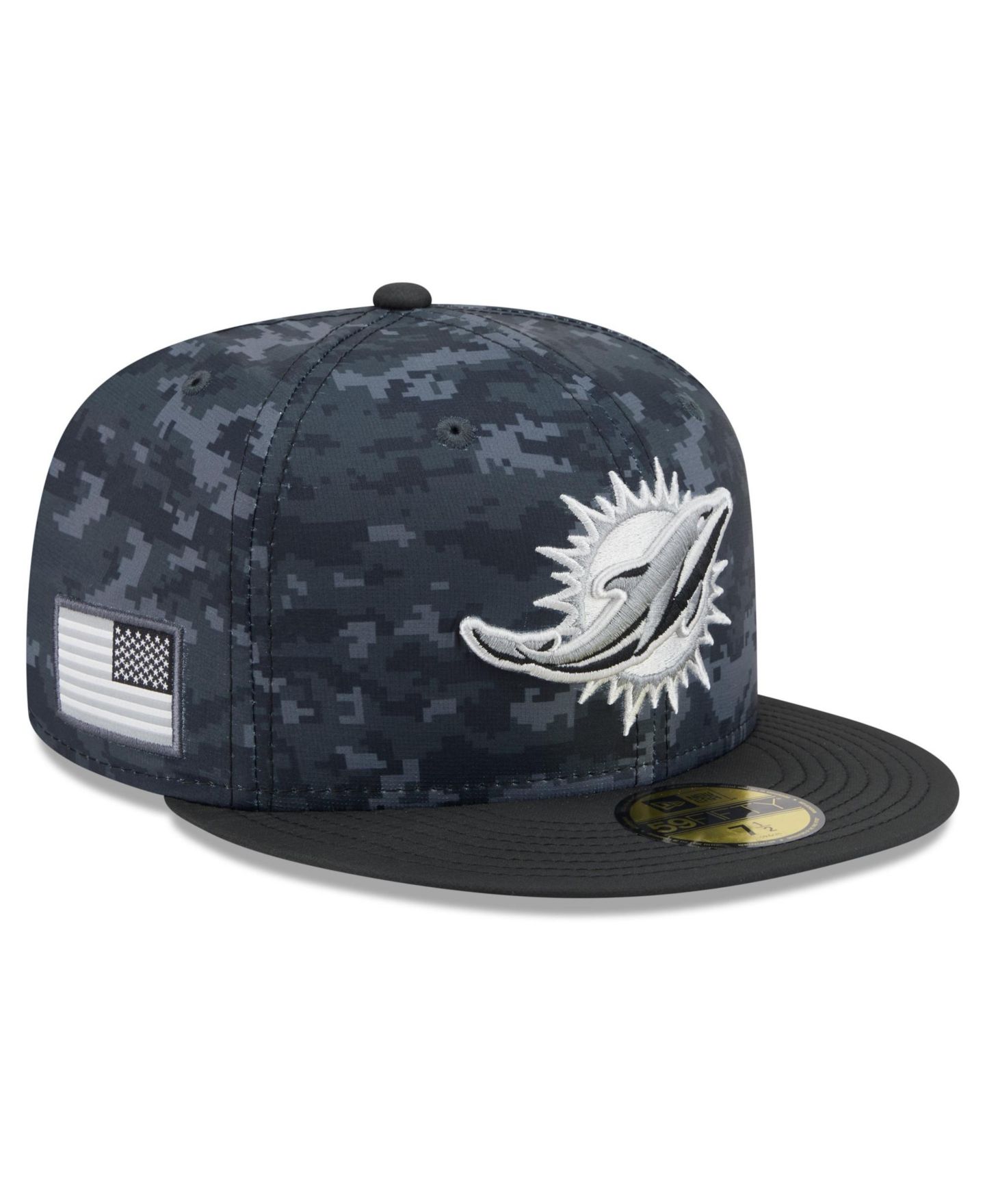 Мужская кепка New Era Black Miami Dolphins 2026 Salute To Service 59FIFTY Fitted Hat — фото 1
