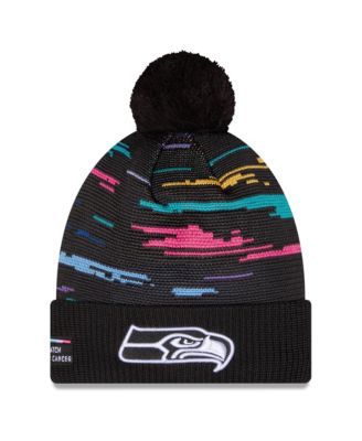 Men's Black Seattle Seahawks 2026 NFL Crucial Catch Cuffed Knit with Pom Hat