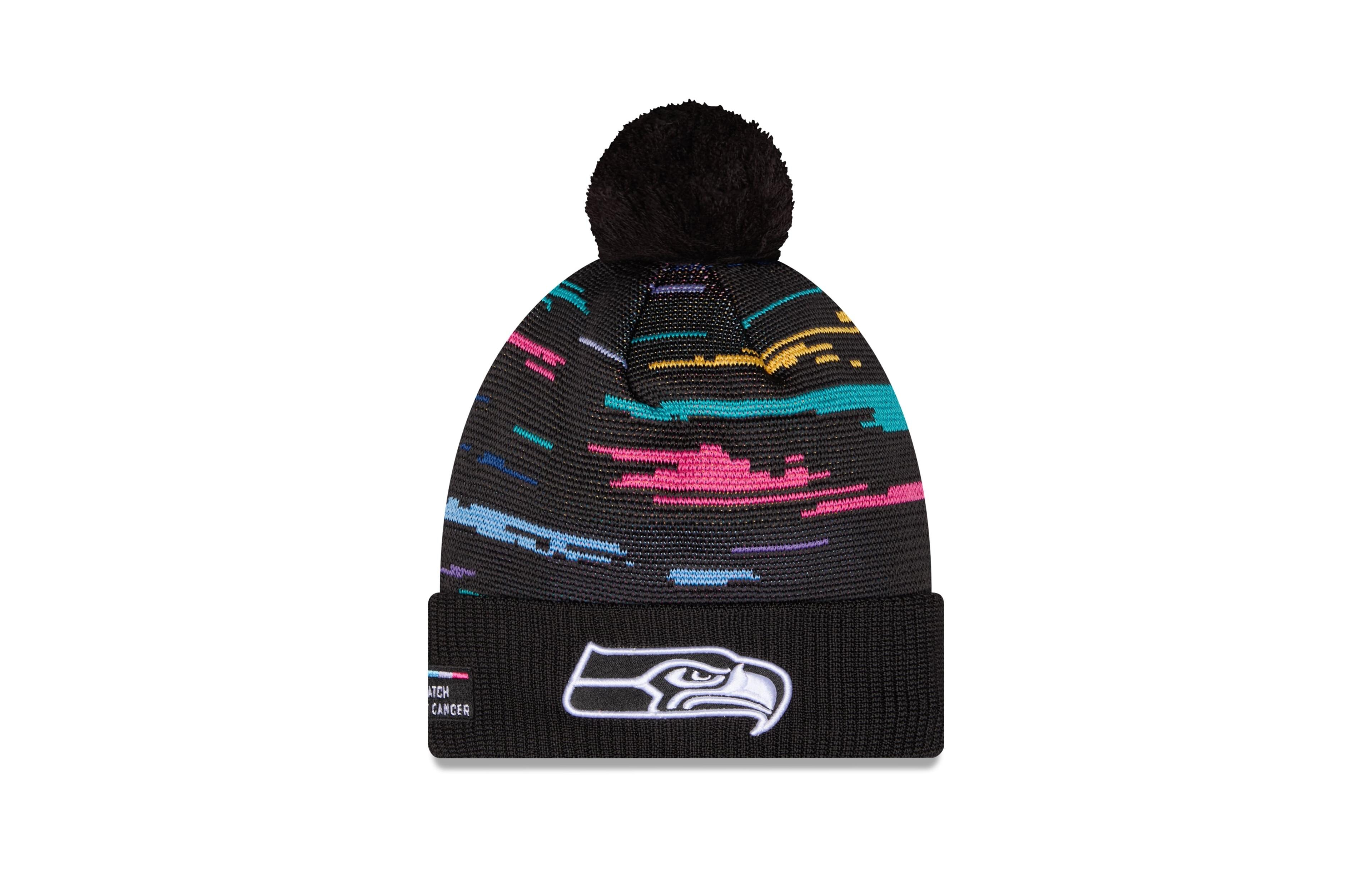 New Era Men's Black Seattle Seahawks 2026 Nfl Crucial Catch Cuffed Knit with Pom Hat