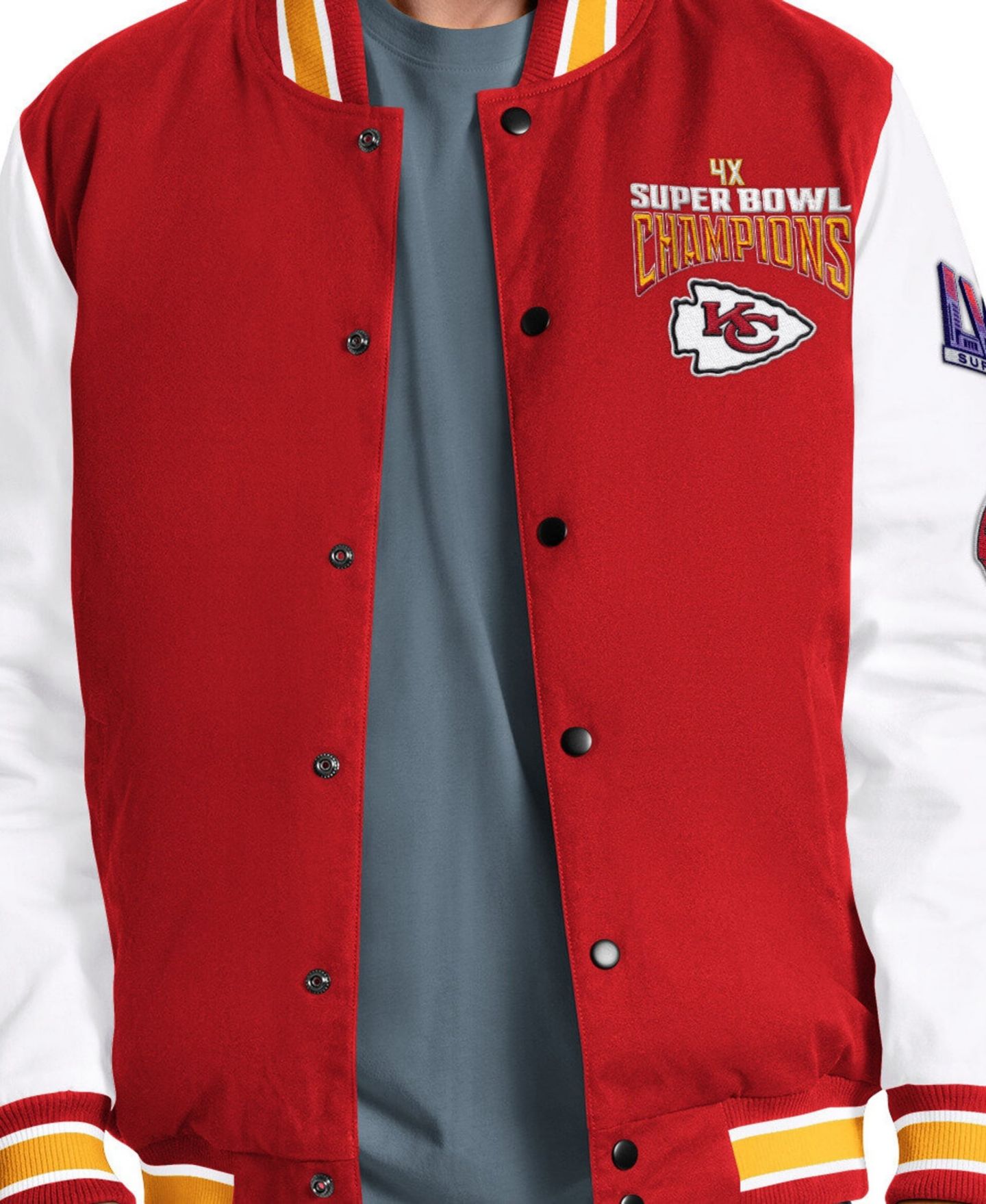 Мужская куртка Starter Red Kansas City Chiefs Playoffs Varsity Full-Snap — фото 3