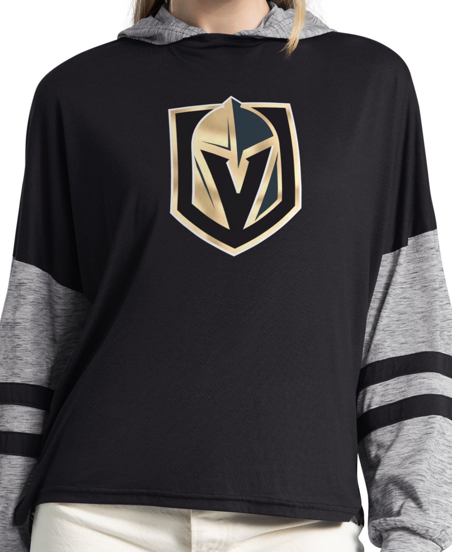 Женская футболка Starter Black Vegas Golden Knights Fuel Up Long Sleeve Hooded — фото 3