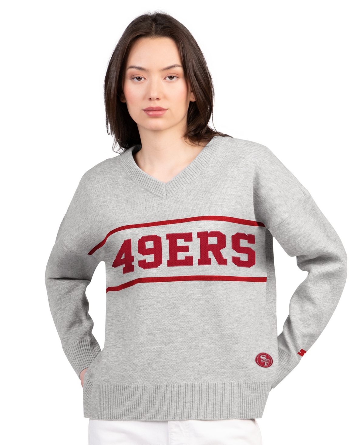 Starter Women's Gray San Francisco 49ers Best Shot V-Neck Sweater