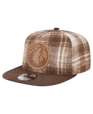 Men's Brown Minnesota Timberwolves Plaid 9FIFTY A-Frame Adjustable Hat