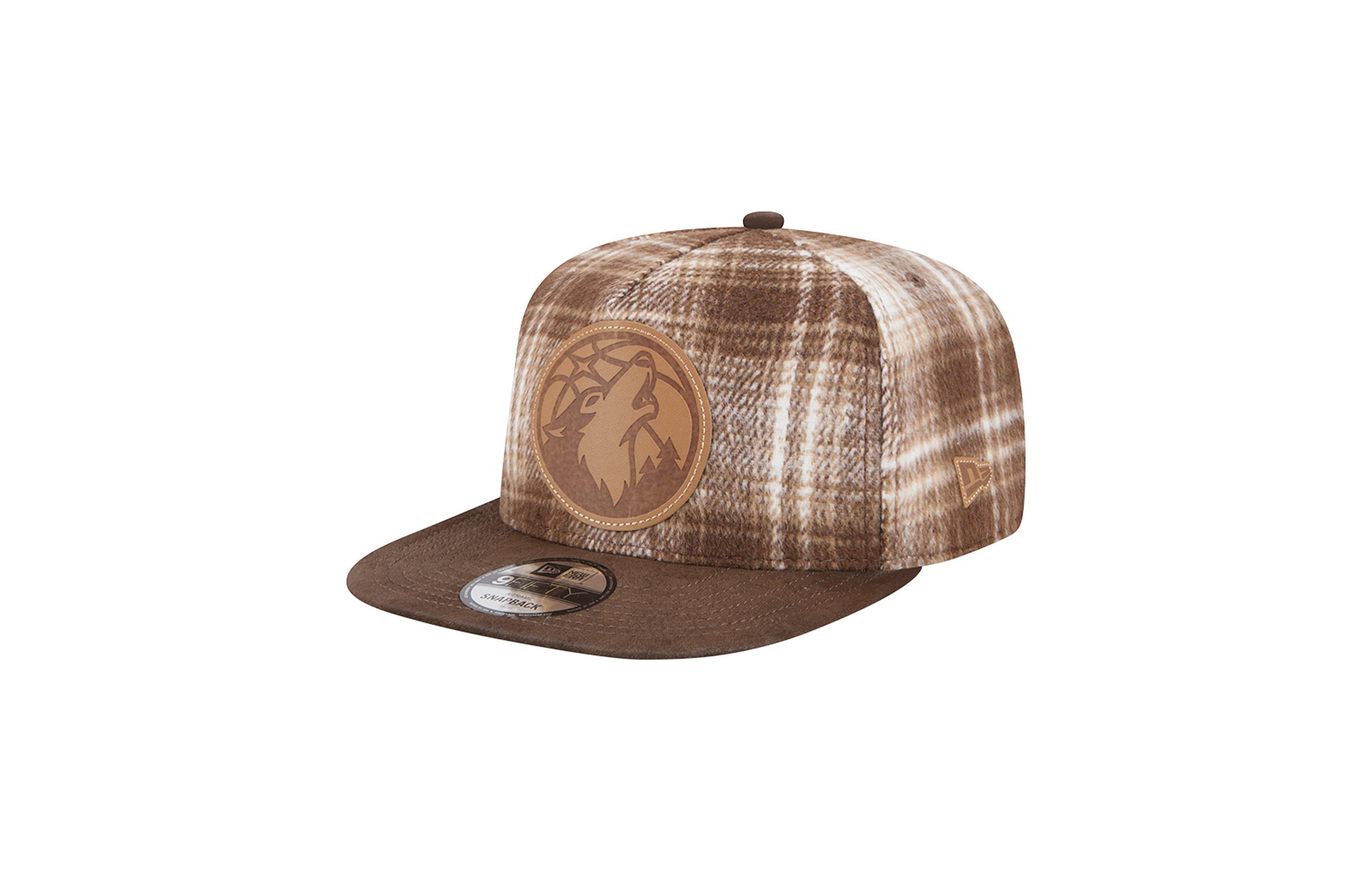 New Era Men's Brown Minnesota Timberwolves Plaid 9FIFTY A-Frame Adjustable Hat