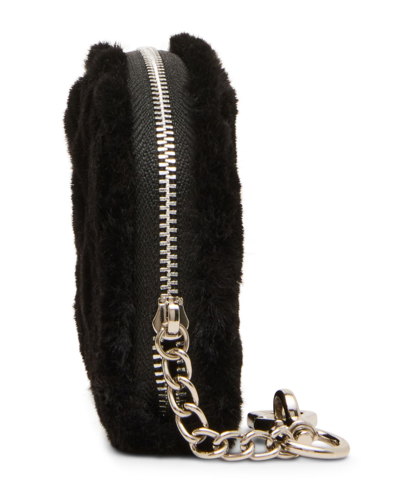 Женские кошельки Steve Madden Jadez Faux Fur Zipper Coin Purse, цвет: Чёрный искусственный мех — фото 5