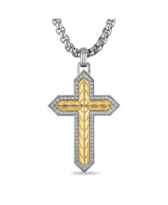 Diamond Cross Pendant (3/8 ct. t.w.) in Stainless Steel
