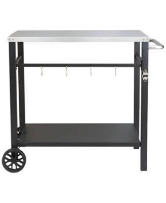 Outdoor Grill Cart with Stainless Steel Top and 2 Shelves