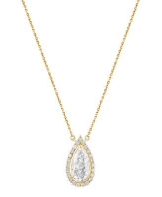 Certified Lab-Grown Diamond Pear-Cut Halo Pendant Necklace (2-1/3 ct. t.w.) in 14k Yellow Gold