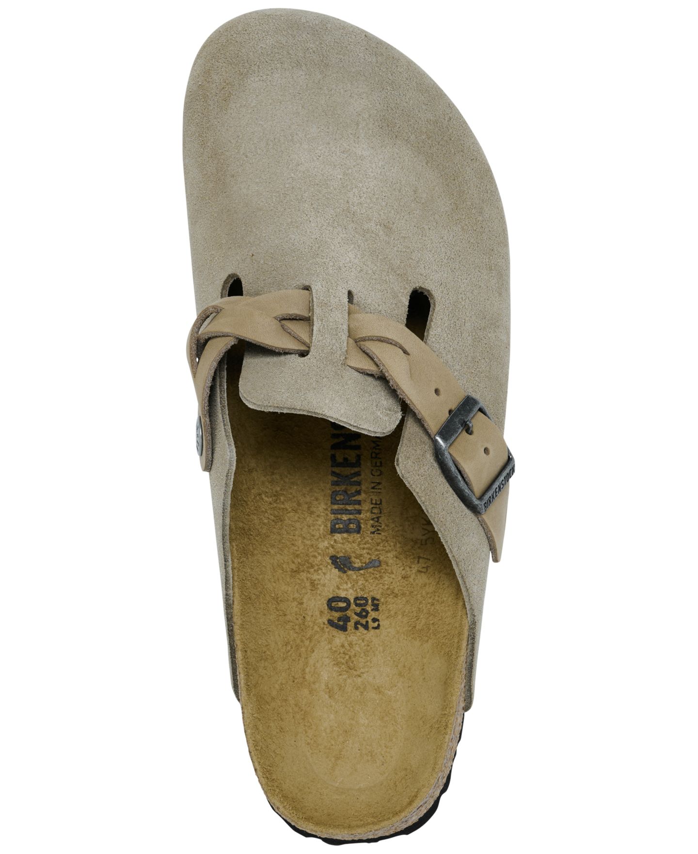 Женские сабо Birkenstock Boston Braid Suede Leather Soft-Footbed, цвет: Серо-коричневый — фото 5