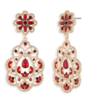 Gold-Tone Glass Drama Floral Orbital Earrings