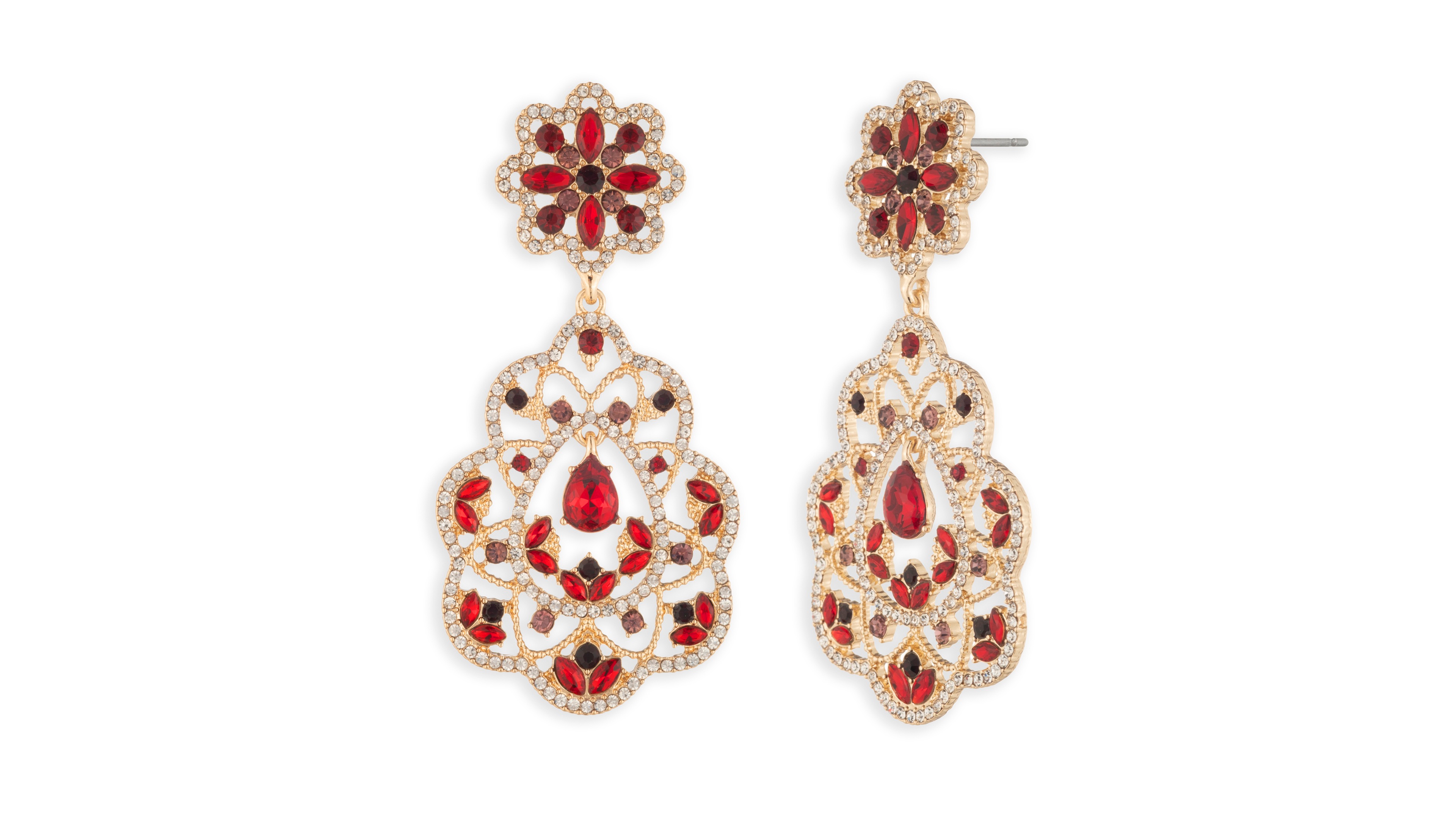Marchesa Gold-Tone Glass Drama Floral Orbital Earrings