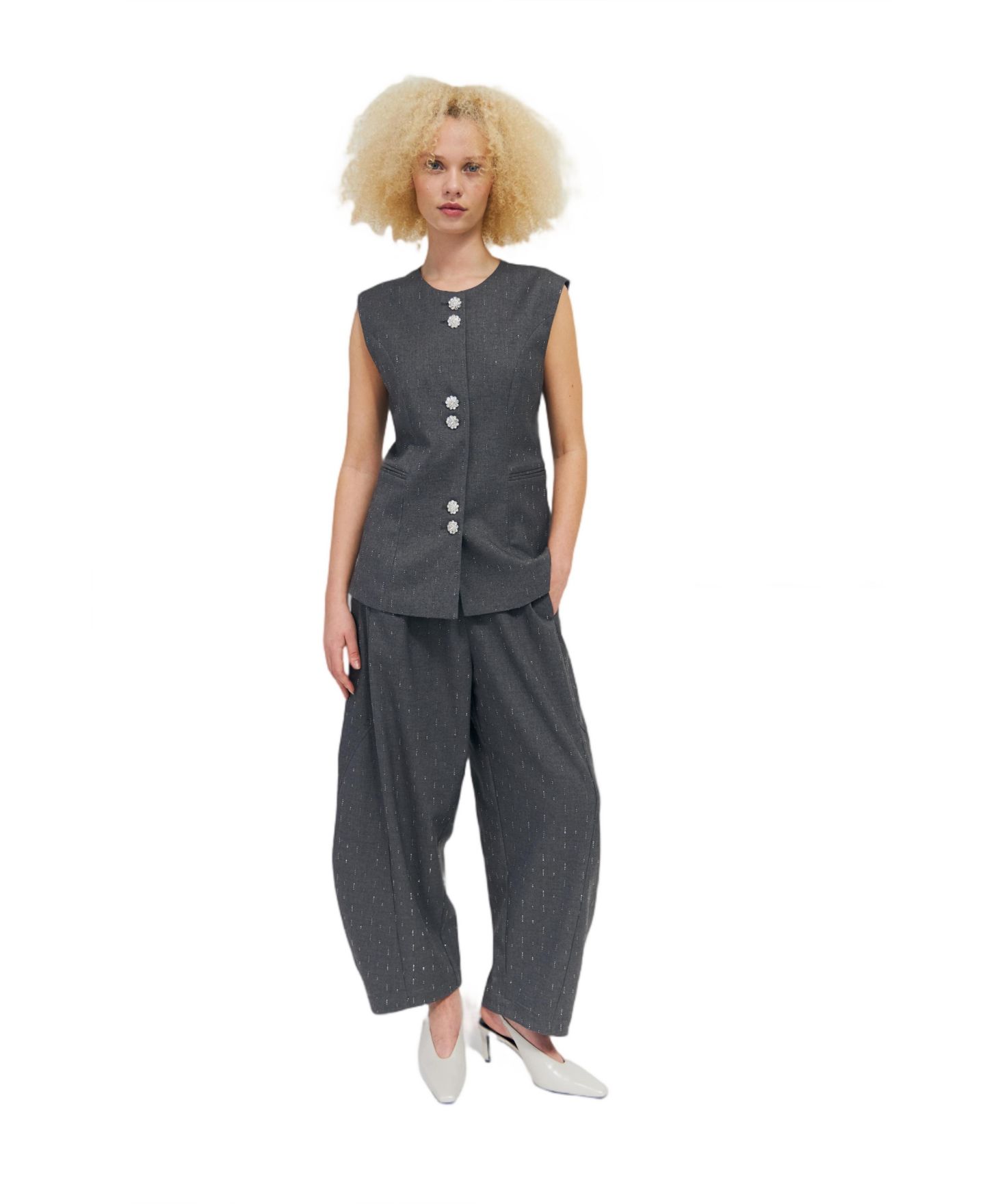 Женские брюки CRAS Richa Pleated High-Waist Wide-Leg — фото 6