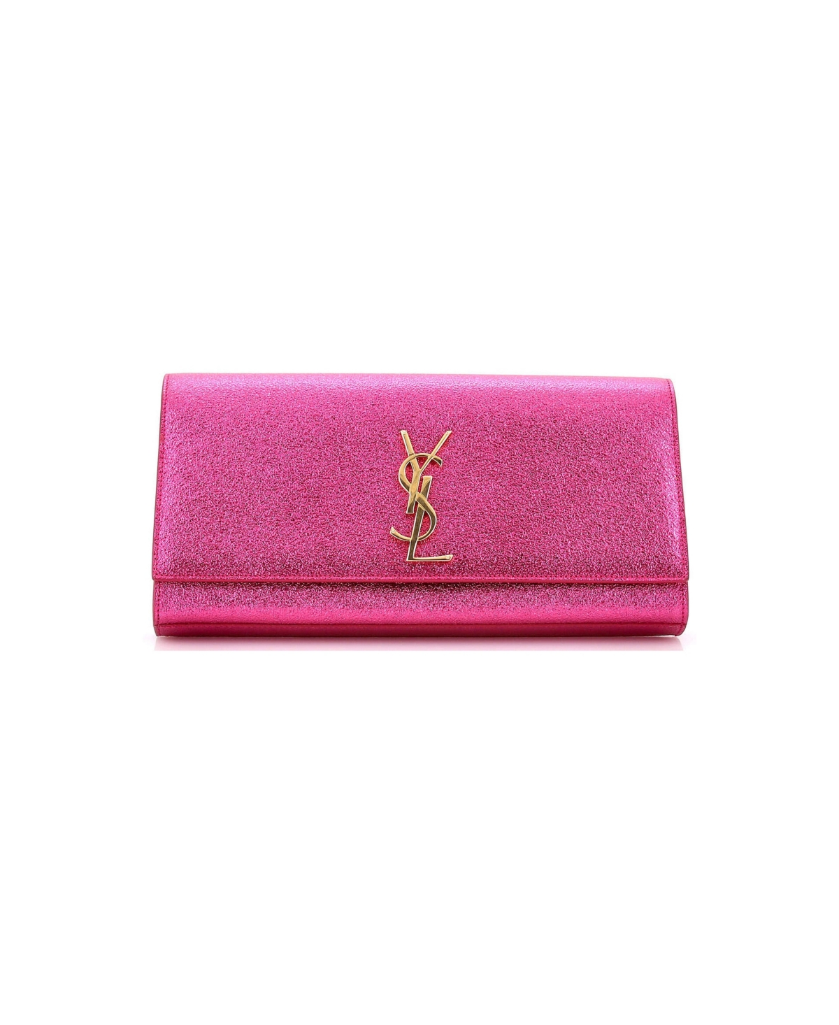 Pre-Owned Saint Laurent Long Classic Monogram Clutch Metallic Calfskin - Pink