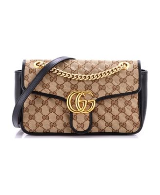 Small GG Marmont Flap Bag Diagonal Quilted GG Canvas with Leather