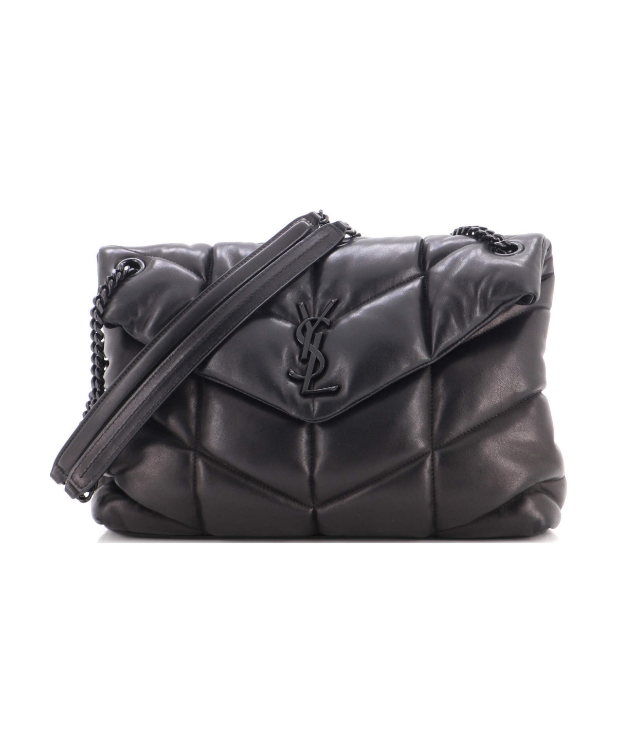Pre-Owned Saint Laurent Medium Loulou Puffer Shoulder Bag Quilted Leather - Black