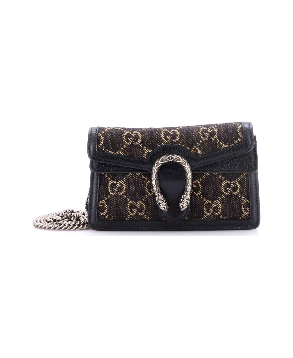 Pre-Owned Gucci Super Mini Dionysus Bag Gg Denim - Black