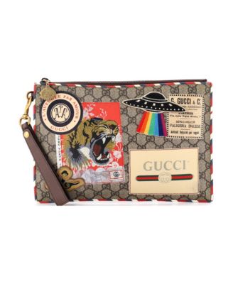 Courrier Pouch GG Coated Canvas with Applique