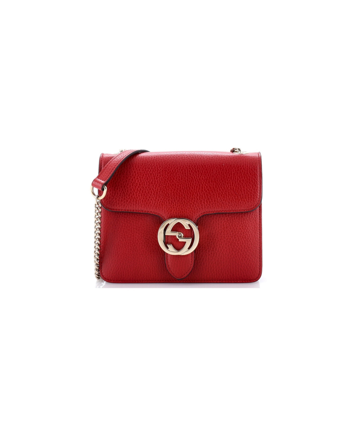 Pre-Owned Gucci Small Interlocking Shoulder Bag Leather - Red
