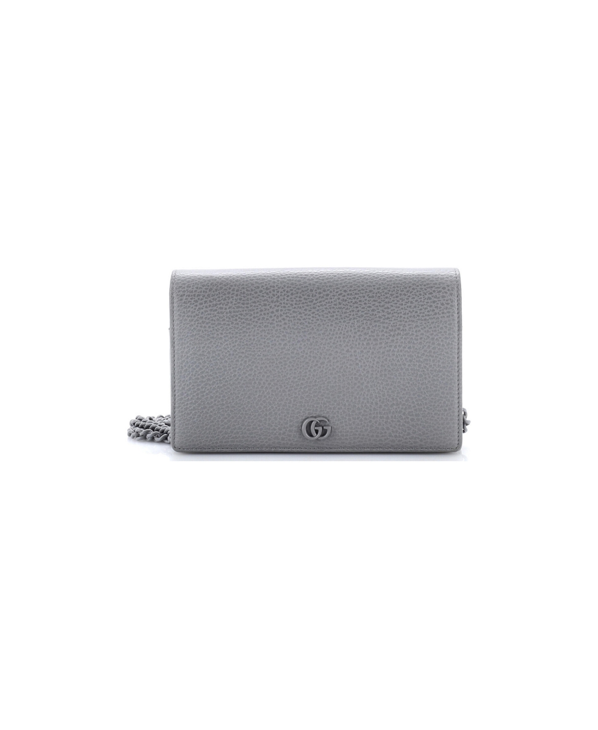 Pre-Owned Gucci Mini Petite Gg Marmont Chain Wallet Leather - Grey