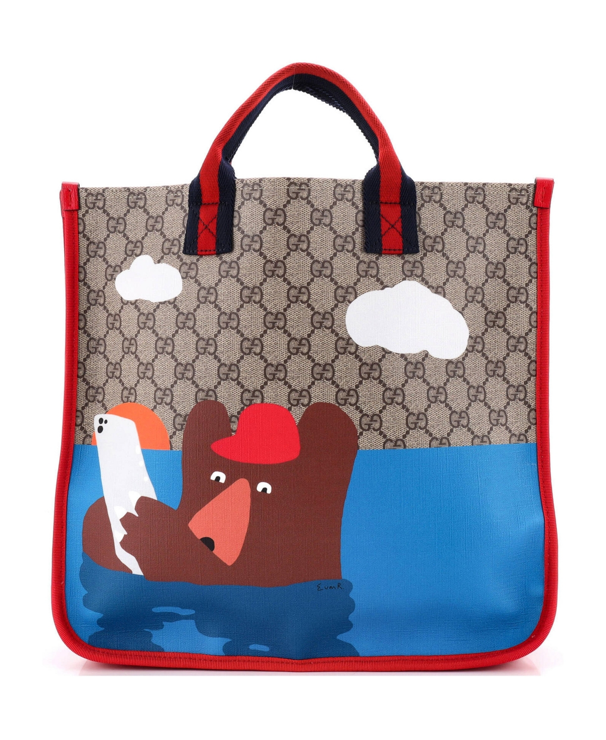 Pre-Owned Gucci Medium Children's Tote Printed Gg Coated Canvas with Leather