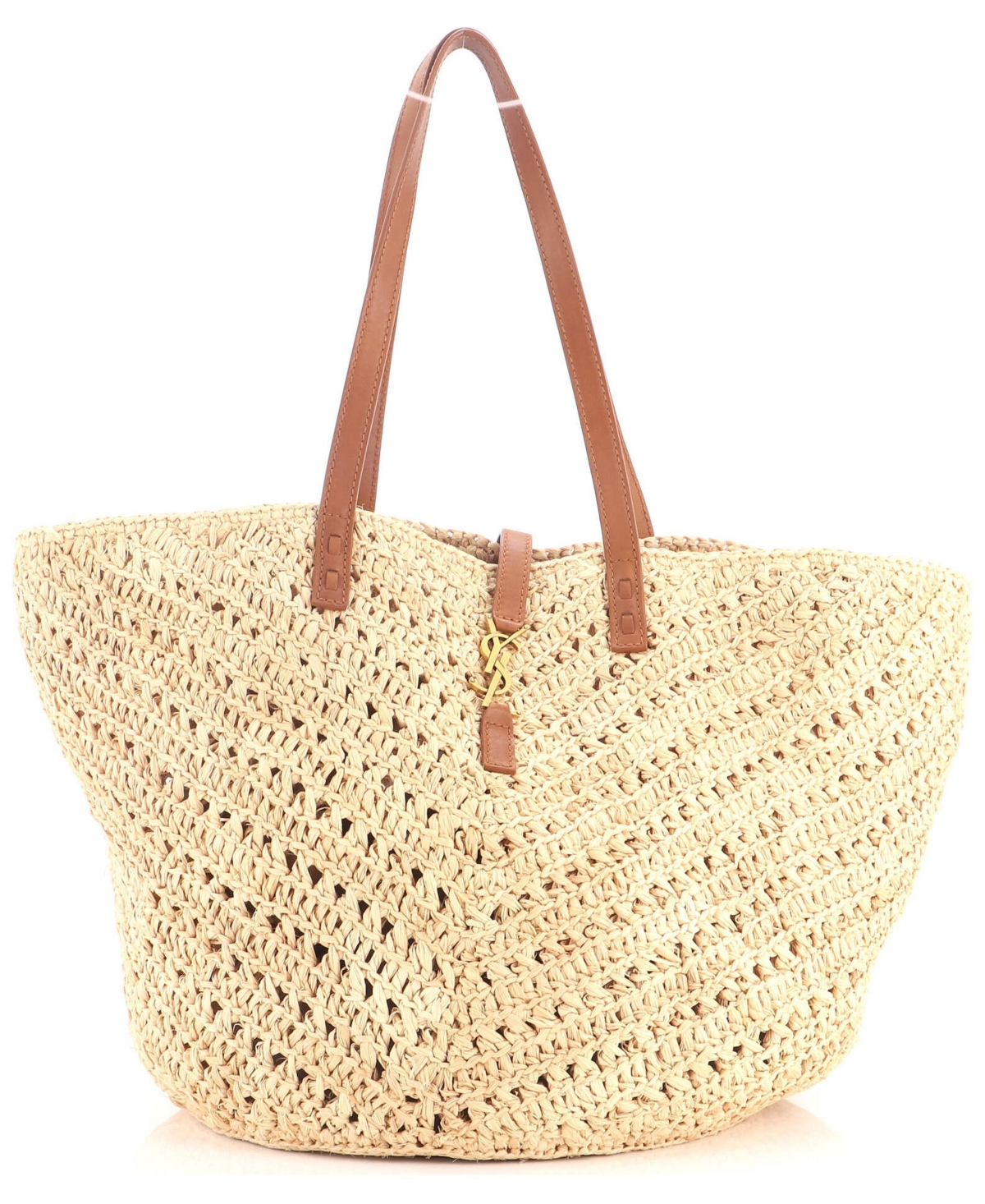 Pre-Owned Saint Laurent Medium Panier Monogram Basket Shopper Raffia - Brown