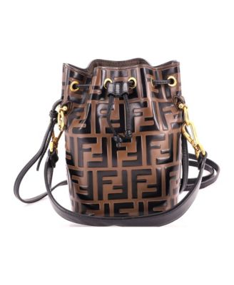 Mini Mon Tresor Bucket Bag Zucca Embossed Leather