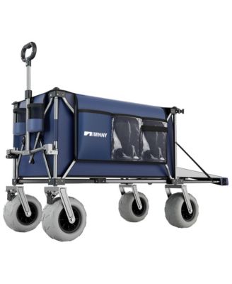 Collapsible Folding Beach Wagon,300L with 58" Expandable Tailgate,500lbs Heavy Duty 9" All Terrain Wheels for Beach Camping Gardening