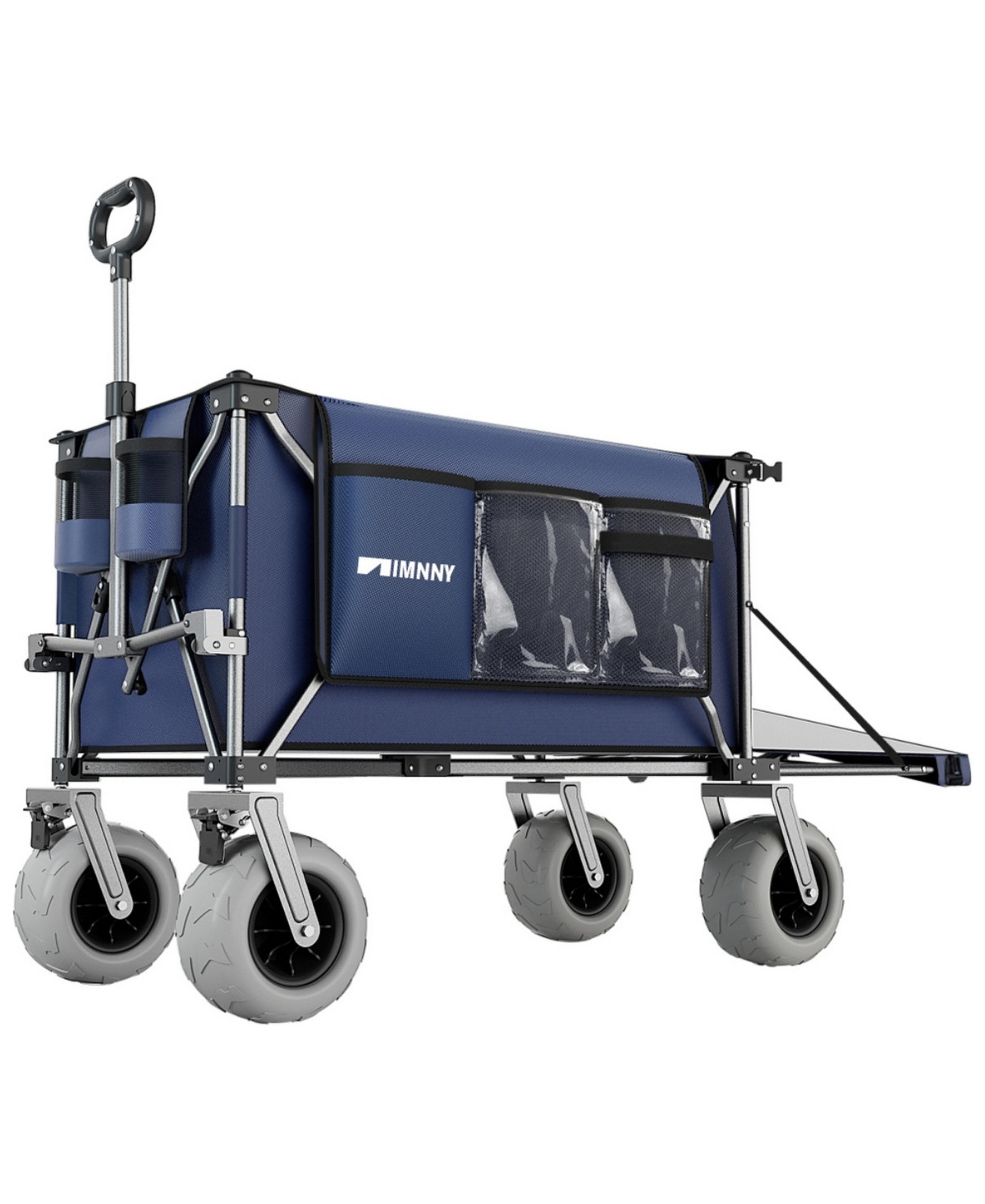 ECHTPeak Collapsible Folding Beach Wagon,300L with 58" Expandable Tailgate,500lbs Heavy Duty 9" All Terrain Wheels for Beach Camping Gardening - Dark