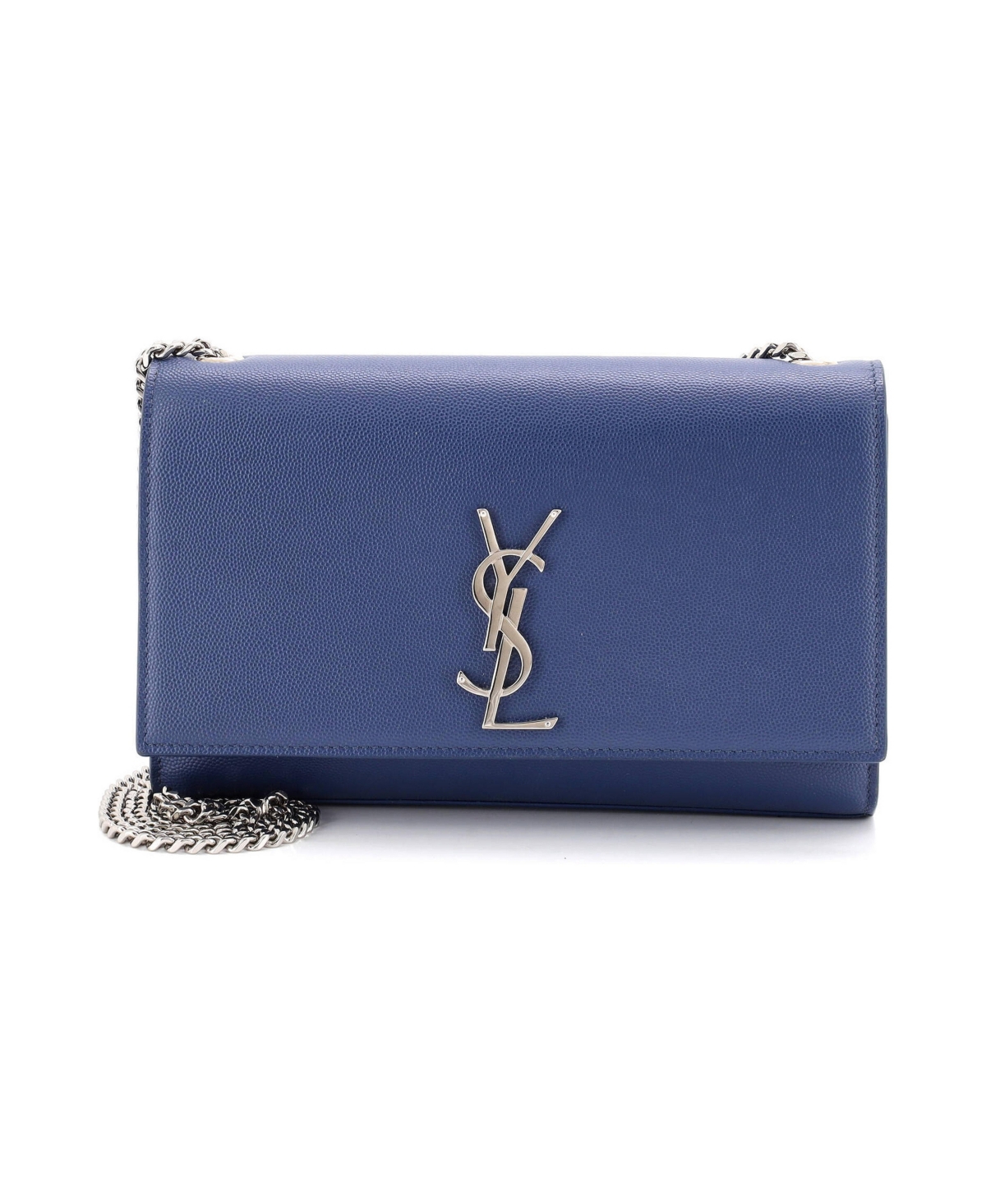 Pre-Owned Saint Laurent Medium Classic Monogram Crossbody Bag Grainy Leather - Blue
